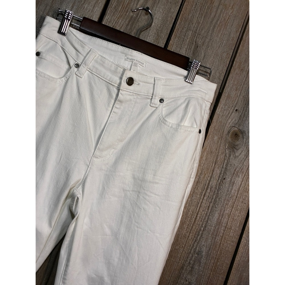 Eileen Fisher Womens White Organic Cotton Straight Leg Jeans Size 4 High Rise